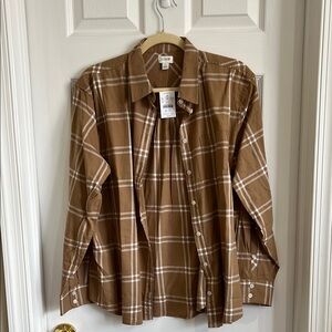 NWT J.Crew Brown Plaid Button-Up Shirt